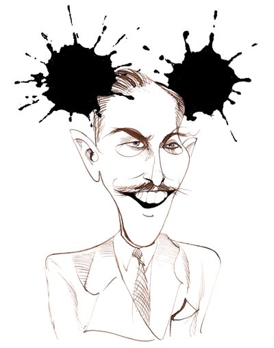 Walt Disney, American film producer, business magnate, cartoonist and animator; caricatured with Mickey Mouse by Neale Osborne